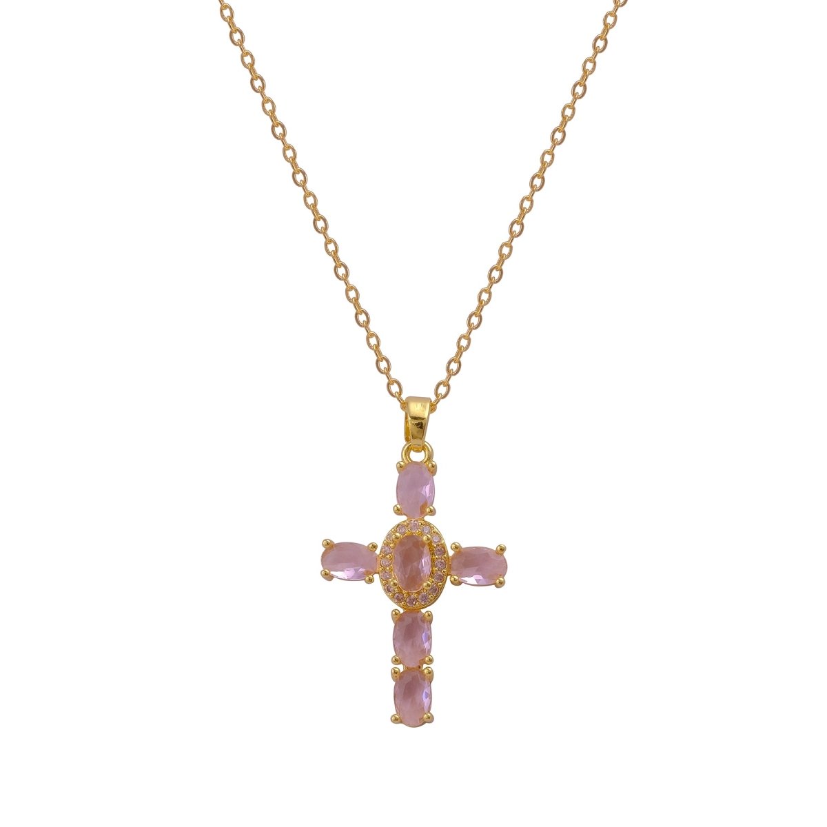 Cross Necklace Gold Plated Religious Cross Charm Unisex Women Men Necklace Pray Christian Faith Pendant