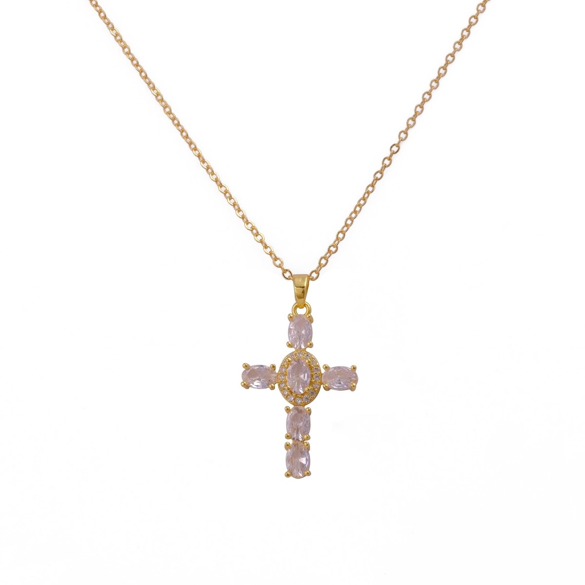 Cross Necklace Gold Plated Religious Cross Charm Unisex Women Men Necklace Pray Christian Faith Pendant