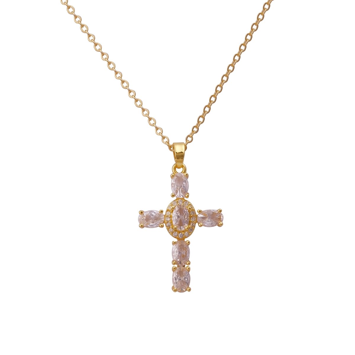 Cross Necklace Gold Plated Religious Cross Charm Unisex Women Men Necklace Pray Christian Faith Pendant