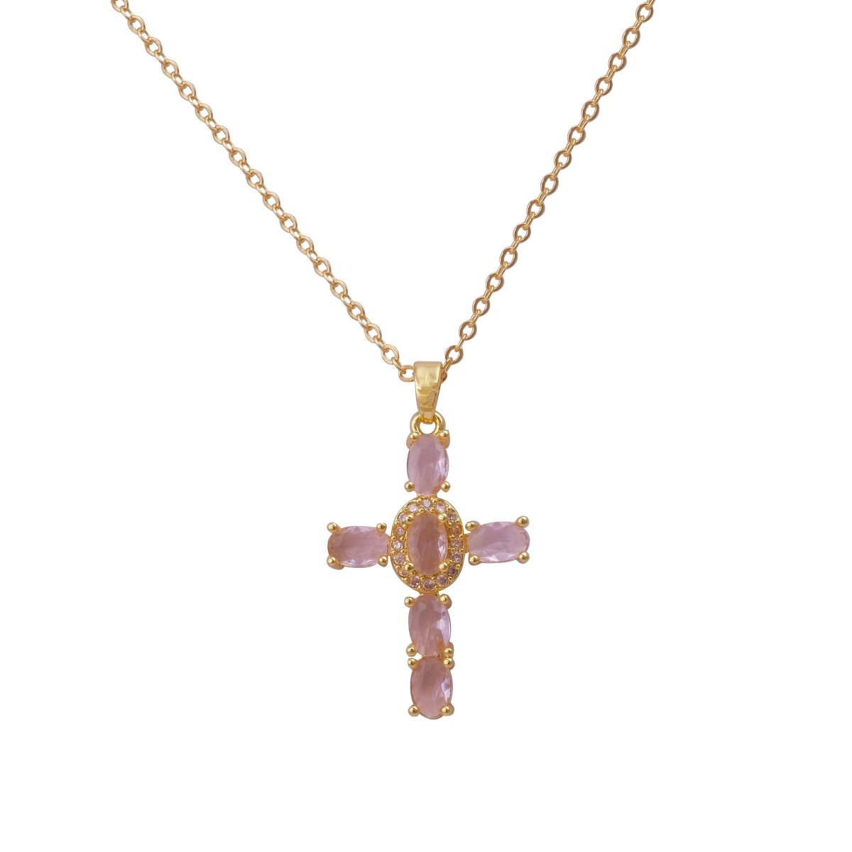 Cross Necklace Gold Plated Religious Cross Charm Unisex Women Men Necklace Pray Christian Faith Pendant