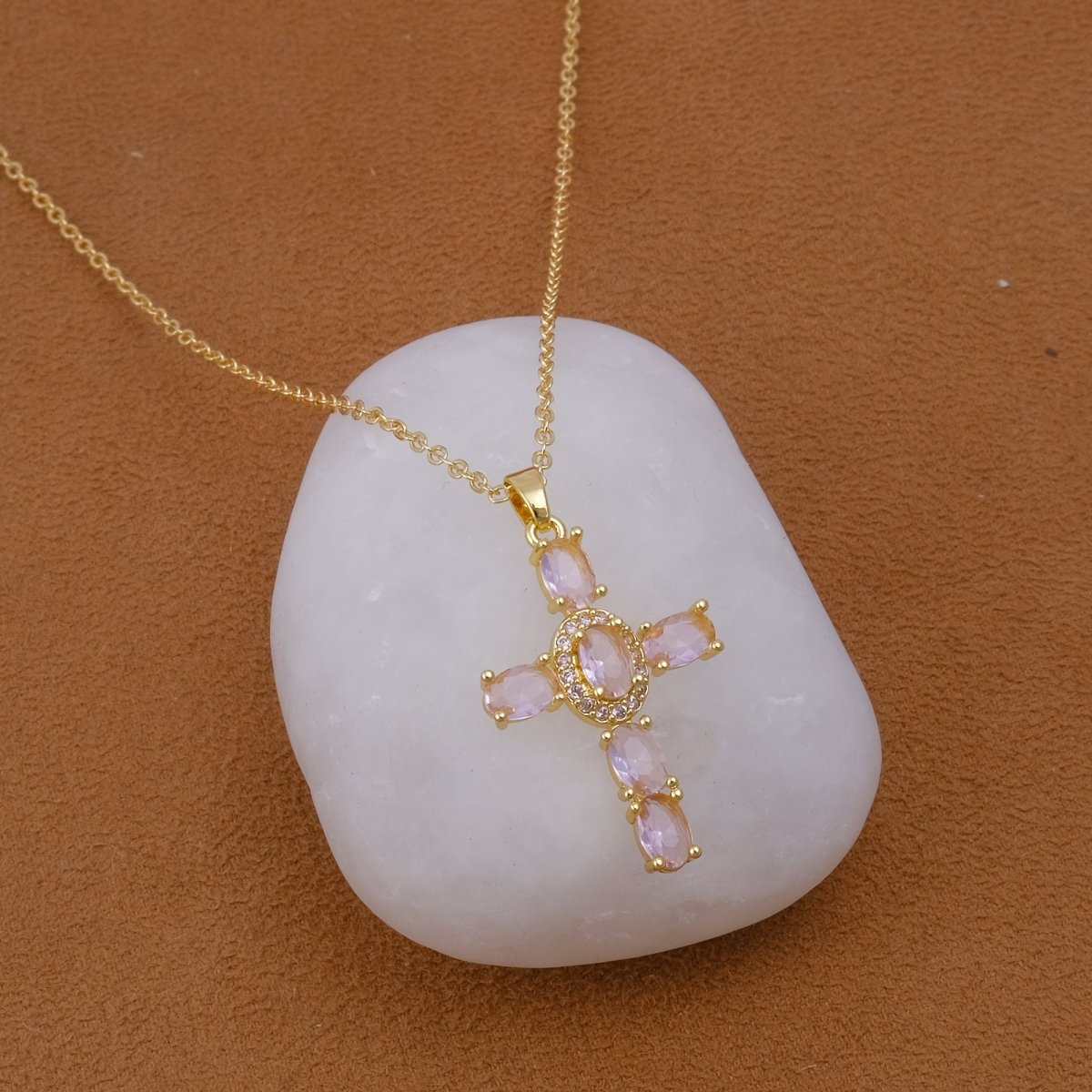 Cross Necklace Gold Plated Religious Cross Charm Unisex Women Men Necklace Pray Christian Faith Pendant