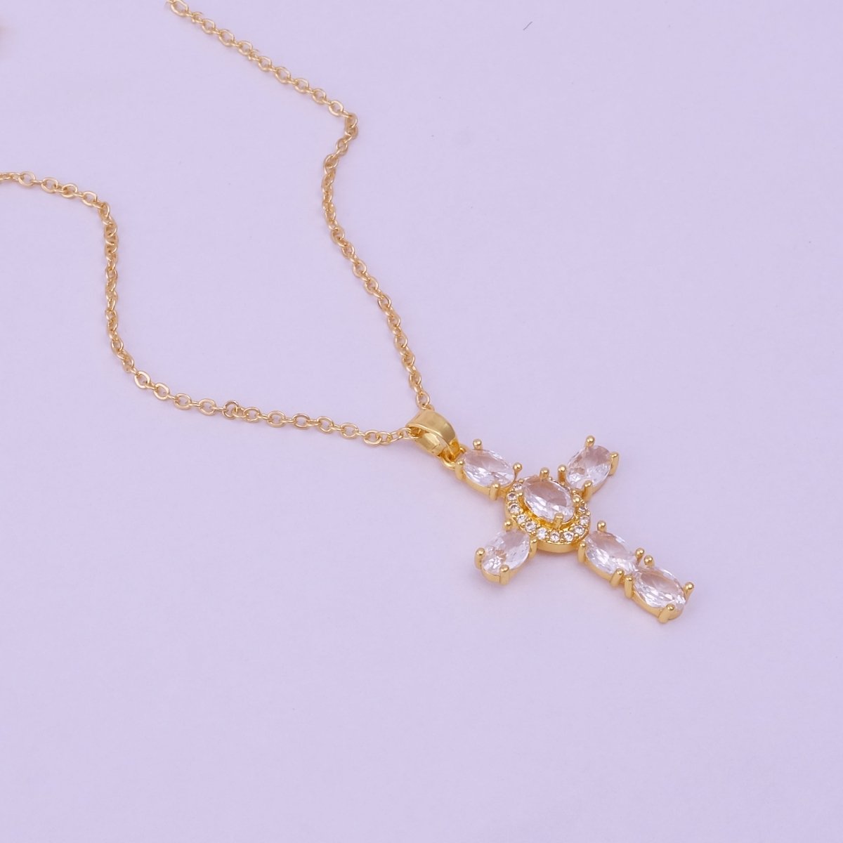Cross Necklace Gold Plated Religious Cross Charm Unisex Women Men Necklace Pray Christian Faith Pendant