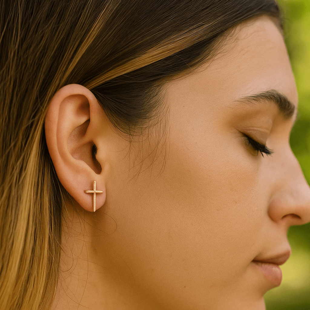 Cross Stud Earrings Minimal Dainty Gold Plated Cross Earrings for Everyday Wear