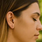 Cross Stud Earrings Minimal Dainty Gold Plated Cross Earrings for Everyday Wear