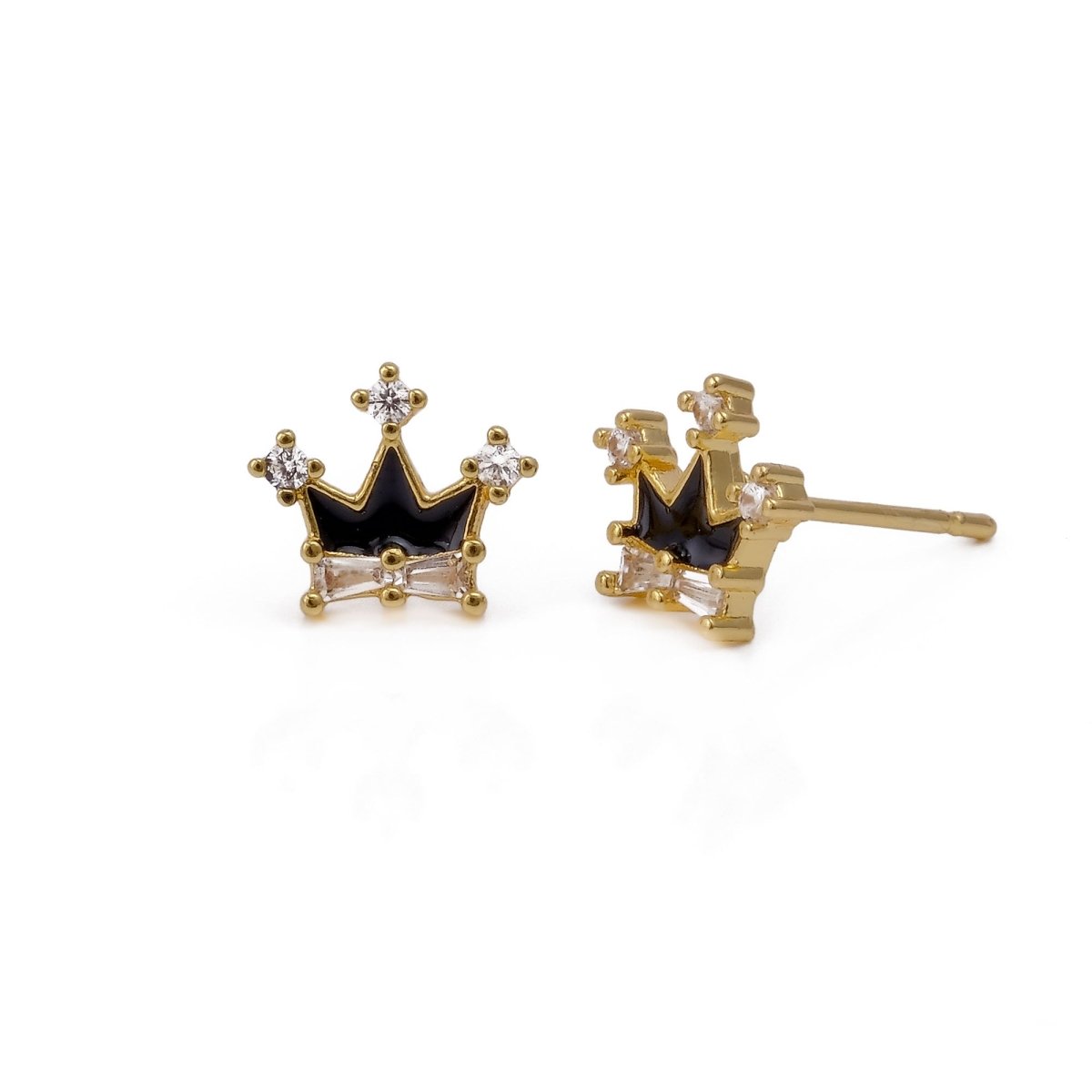 Crown Stud Trendy Gold Plated Earrings Royal Style Jewelry