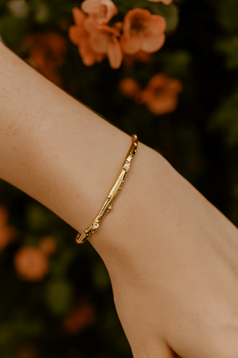 Cubic Zircon Bangle Aesthetic Open Cuff Bangle Adjustable Gold Plated Jewelry