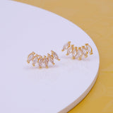 Cubic Zircon Climber Stud Earrings Tiny Aesthetic Earrings Gold Plated Jewelry