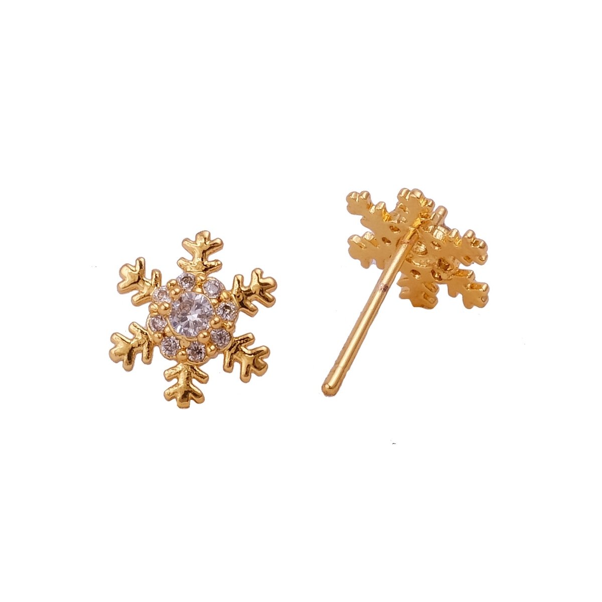 Cubic Zircon Gemstone Earrings Elegant Snowflake Stud Earrings Gold Plated Jewelry