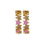 Cubic Zircon Gemstone Hoop Earrings Gold Plated Enamel Star Hoops For Her
