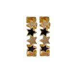 Cubic Zircon Gemstone Hoop Earrings Gold Plated Enamel Star Hoops For Her