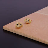 Cubic Zircon Gemstone Jewelry Gold Plated Puppy Face Stud Earrings For Kids