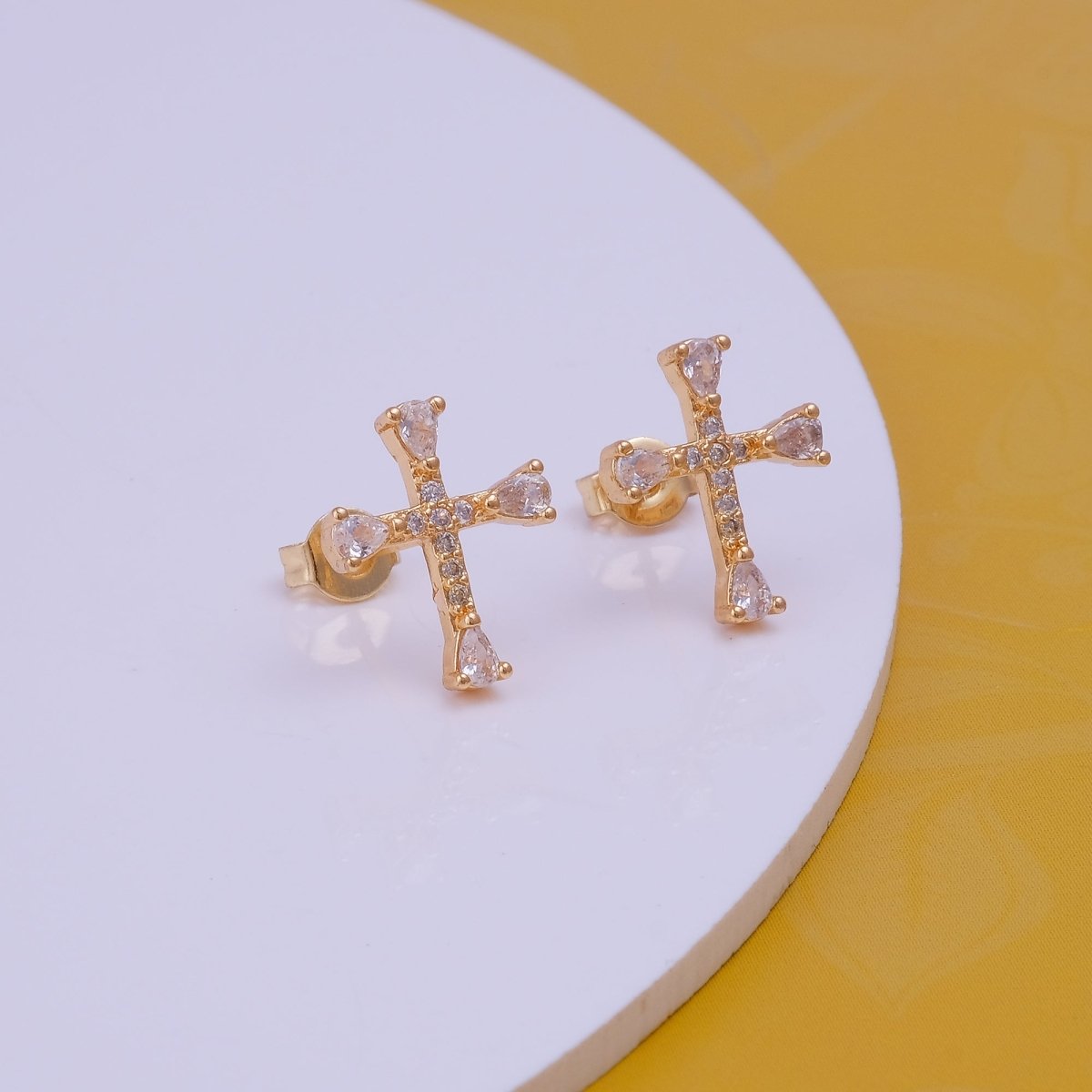 Cubic Zircon Gemstone Stud Earrings Aesthetic Christian Jewelry Gold Plated Jewelry