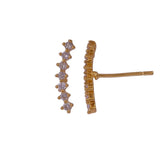 Cubic Zircon Gemstone Stud Earrings Aesthetic Climber Gold Plated Jewelry For Her