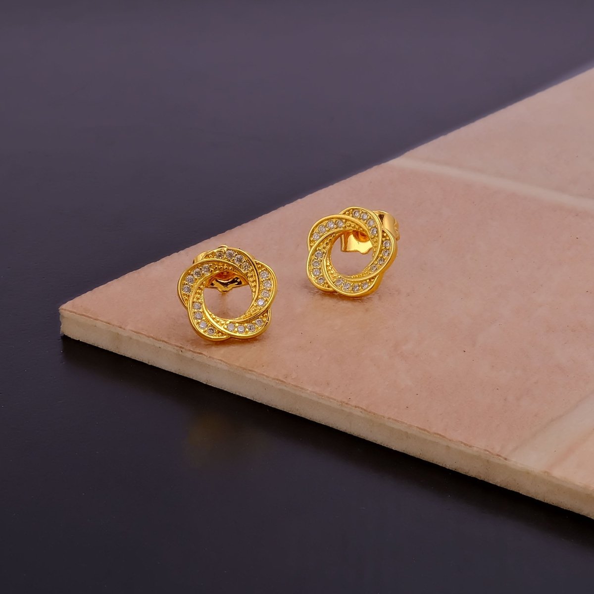 Cubic Zircon Gemstone Stud Earrings Aesthetic Gold Plated Jewelry For Her