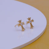 Cubic Zircon Gemstone Stud Earrings Cute Tiny Gold Plated Earrings For Her
