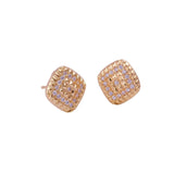 Cubic Zircon Gemstone Stud Earrings Elegant Gold Plated Jewelry For Her