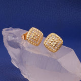 Cubic Zircon Gemstone Stud Earrings Elegant Gold Plated Jewelry For Her