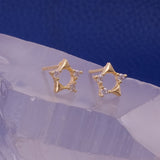 Cubic Zircon Gemstone Stud Earrings Elegant Star Shape Earrings Gold Plated Jewelry