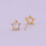 Cubic Zircon Gemstone Stud Earrings Elegant Star Shape Earrings Gold Plated Jewelry