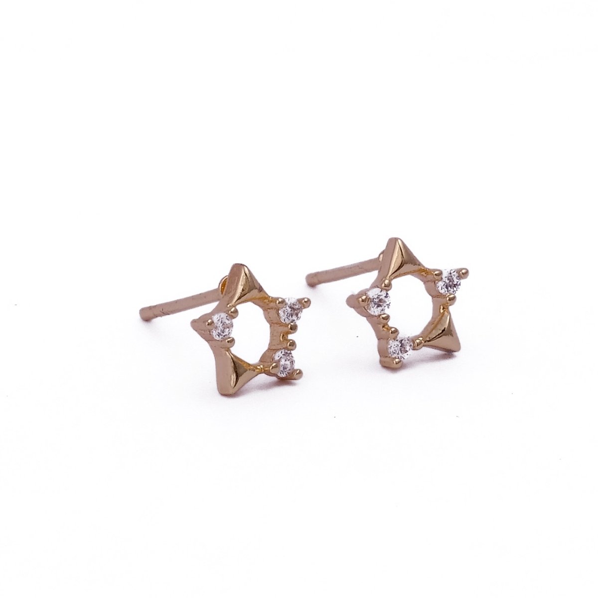Cubic Zircon Gemstone Stud Earrings Elegant Star Shape Earrings Gold Plated Jewelry