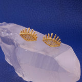 Cubic Zircon Gemstone Stud Earrings Eye Shape Earring Gold Plated Jewelry