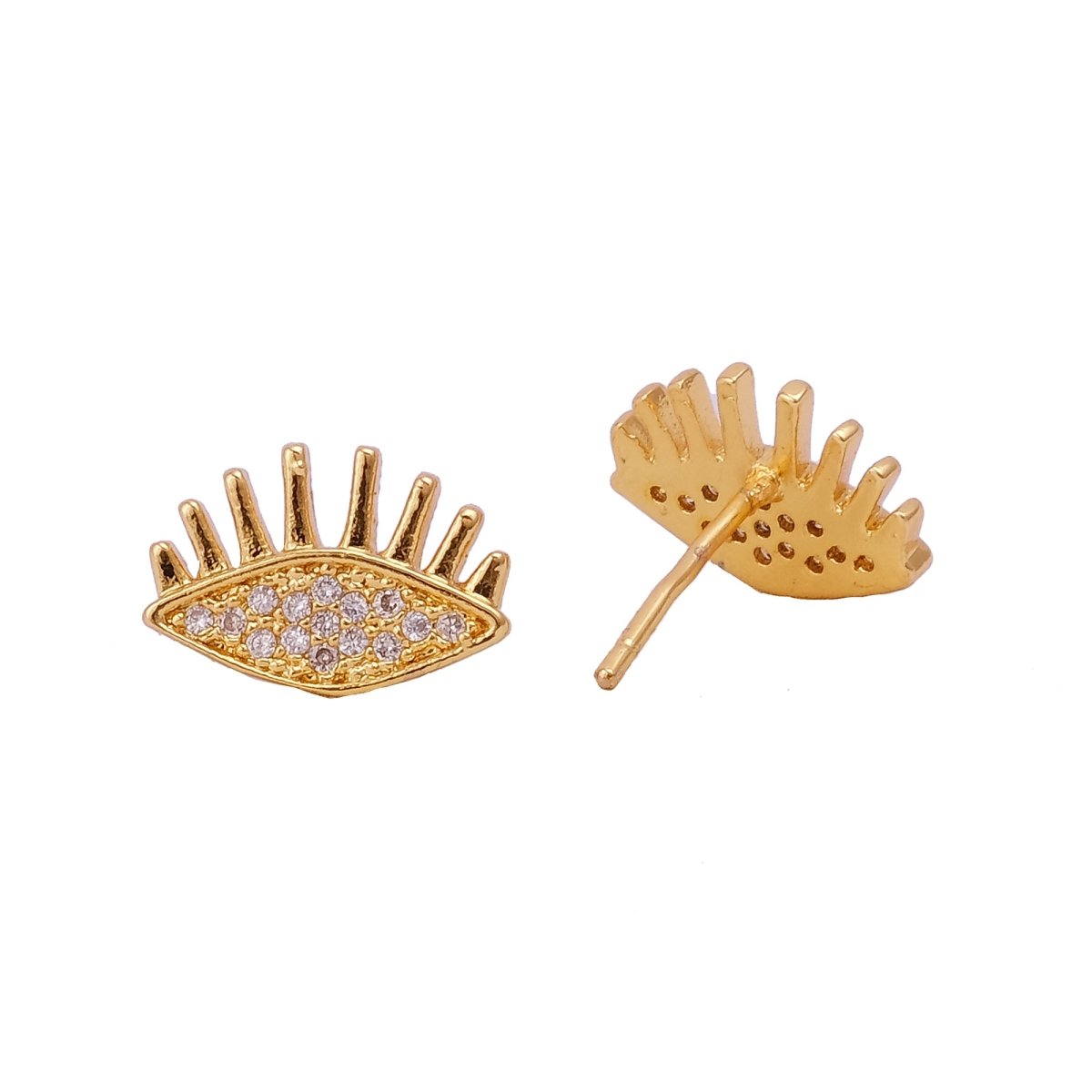 Cubic Zircon Gemstone Stud Earrings Eye Shape Earring Gold Plated Jewelry