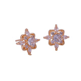 Cubic Zircon Gemstone Stud Earrings Floral Stud Earrings Gold Plated Jewelry
