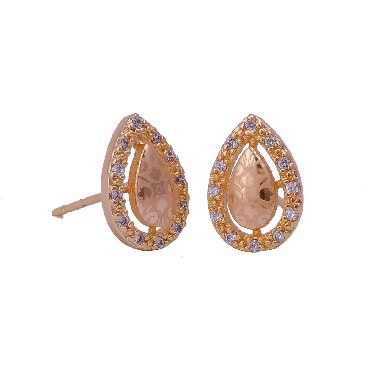 Cubic Zircon Gemstone Stud Earrings Oval Studs Gold Plated Jewelry For Her