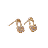 Cubic Zircon Gemstone Stud Earrings Tiny Pin Gold Plated Jewelry