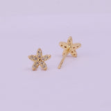 Cubic Zircon Gemstone studs Gold Plated Star Shappe Tiny Earrings For Her