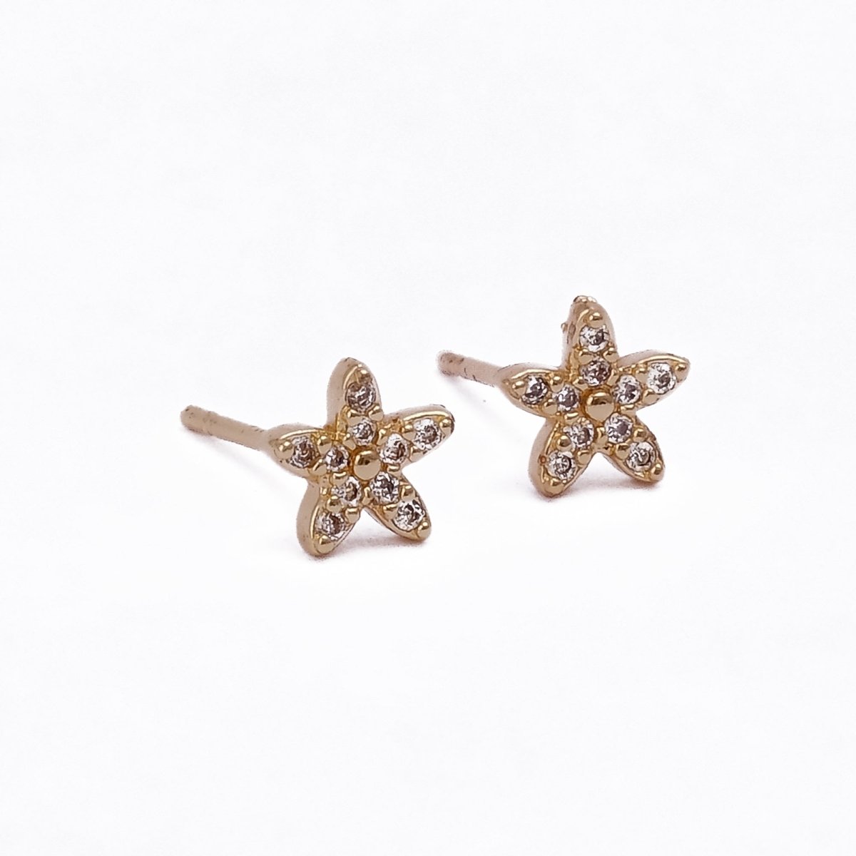 Cubic Zircon Gemstone studs Gold Plated Star Shappe Tiny Earrings For Her