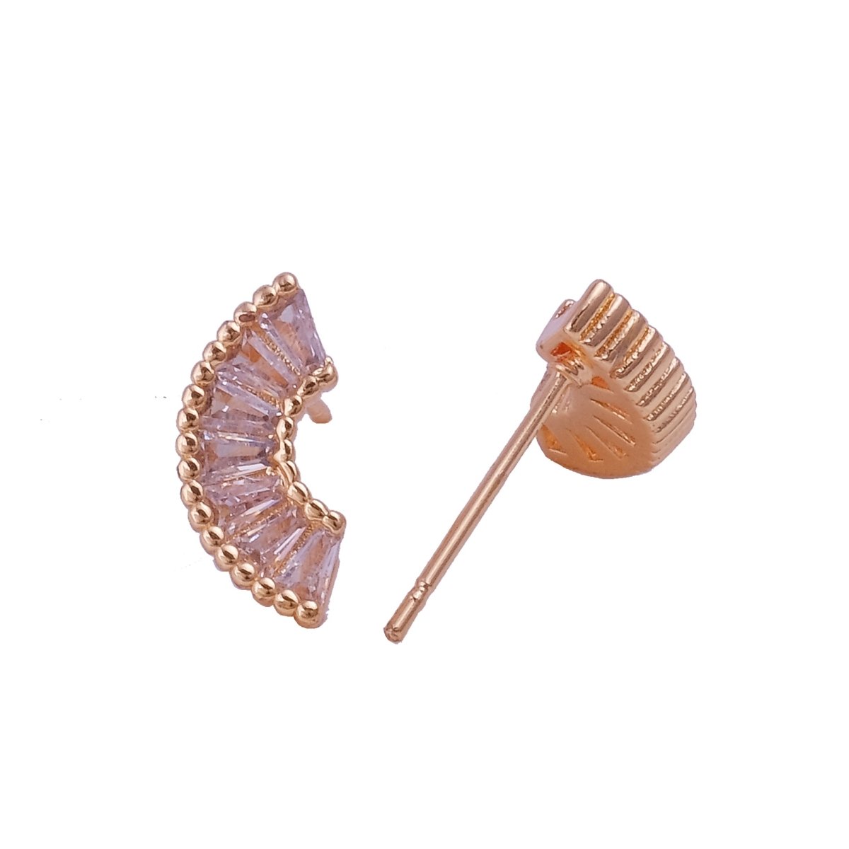 Cubic Zircon Gemstone Studs Orange Slice Tiny Earrings Gold Plated Jewelry