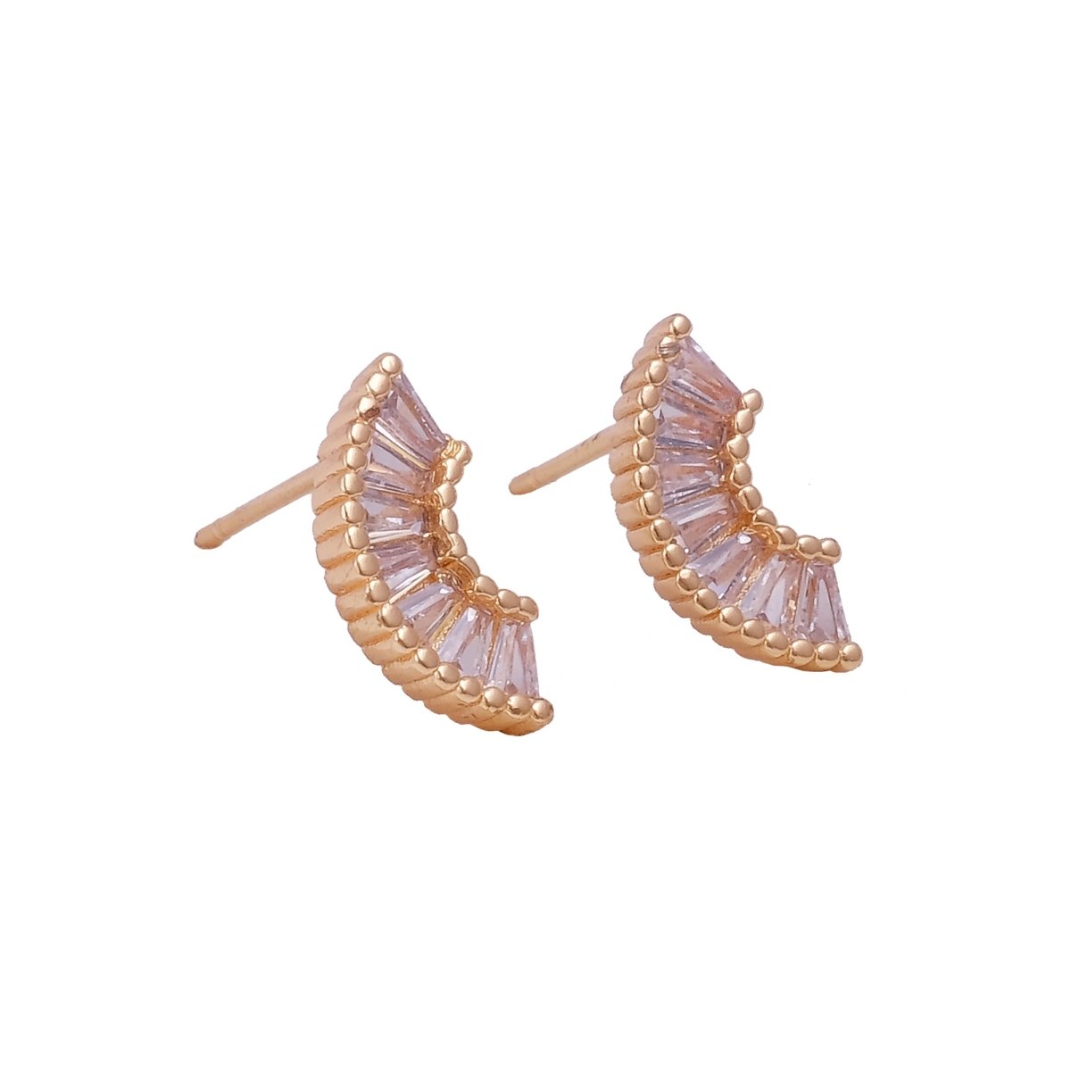 Cubic Zircon Gemstone Studs Orange Slice Tiny Earrings Gold Plated Jewelry