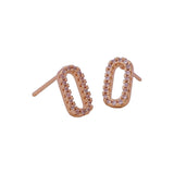 Cubic Zircon Oval Stud Earrings Tiny Gold Plated Jewelry For Her