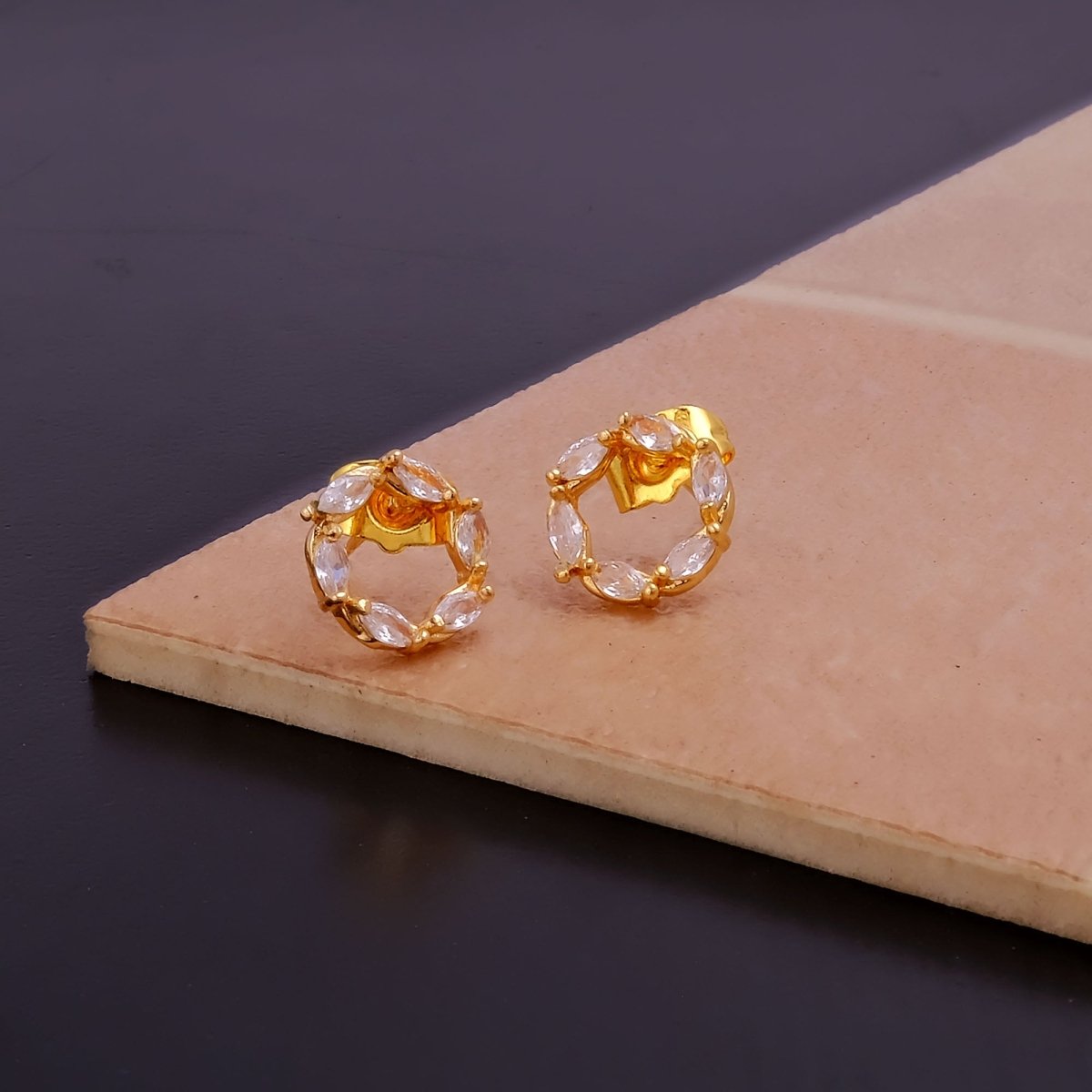 Cubic Zircon Stud Earrings Black Onyx Studs Gold Plated Jewelry For Her