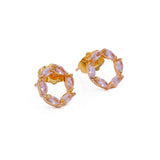 Cubic Zircon Stud Earrings Black Onyx Studs Gold Plated Jewelry For Her