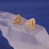 Cubic Zircon Triangle Stud Earrings Gold Plated Jewelry For Women