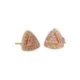 Cubic Zircon Triangle Stud Earrings Gold Plated Jewelry For Women