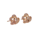 Cubic Zircon Triple Heart Stud Earrings Gold Plated Jewelry For Her