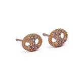 Cubic Zircon Wheel Shape Stud Earrings Gold Plated Jewelry For Her