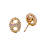 Cubic Zircon Wheel Shape Stud Earrings Gold Plated Jewelry For Her