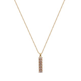 Cubic Zirconia Oval Gemstones Gold - Plated Bar Pendant Necklace