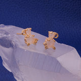 Cute Cat Stud Earrings White Moonstone Stud Earings Gold Plated Jewelry For Kids