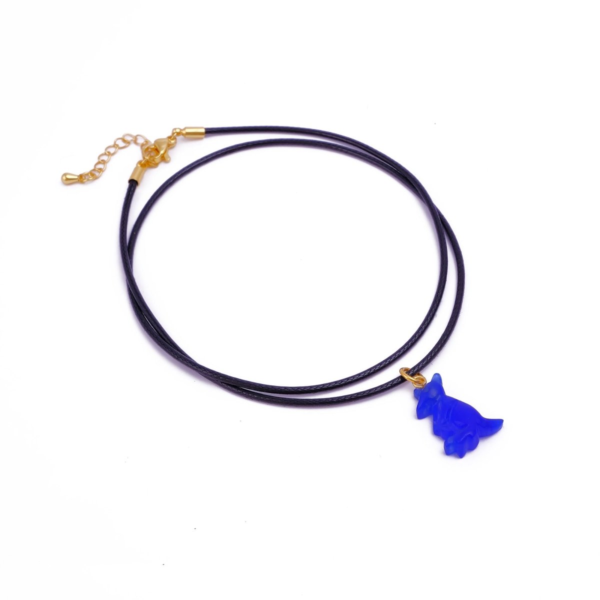 Cute Kangaroo Necklace Pink Animal Pendant, Gold Accent Choker for Women 5253 Blue