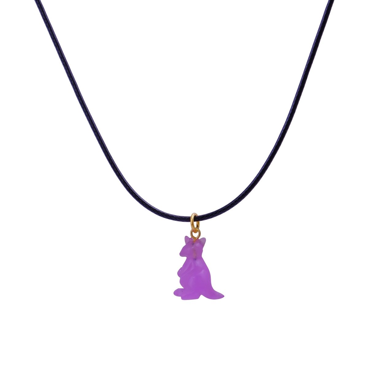 Cute Kangaroo Necklace Pink Animal Pendant, Gold Accent Choker for Women 5253