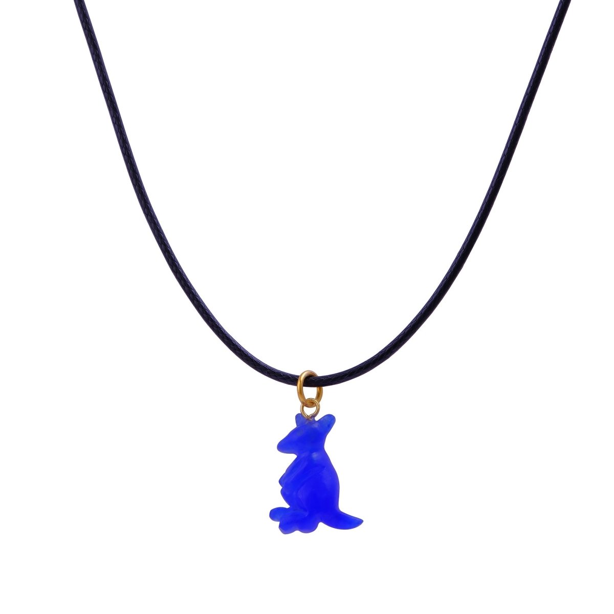 Cute Kangaroo Necklace Pink Animal Pendant, Gold Accent Choker for Women 5253