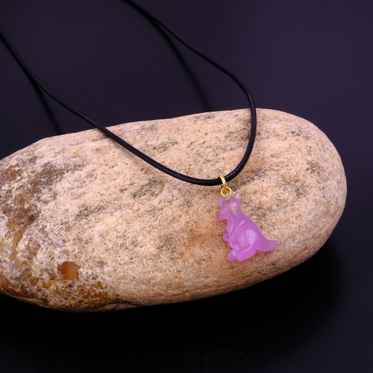 Cute Kangaroo Necklace Pink Animal Pendant, Gold Accent Choker for Women 5253