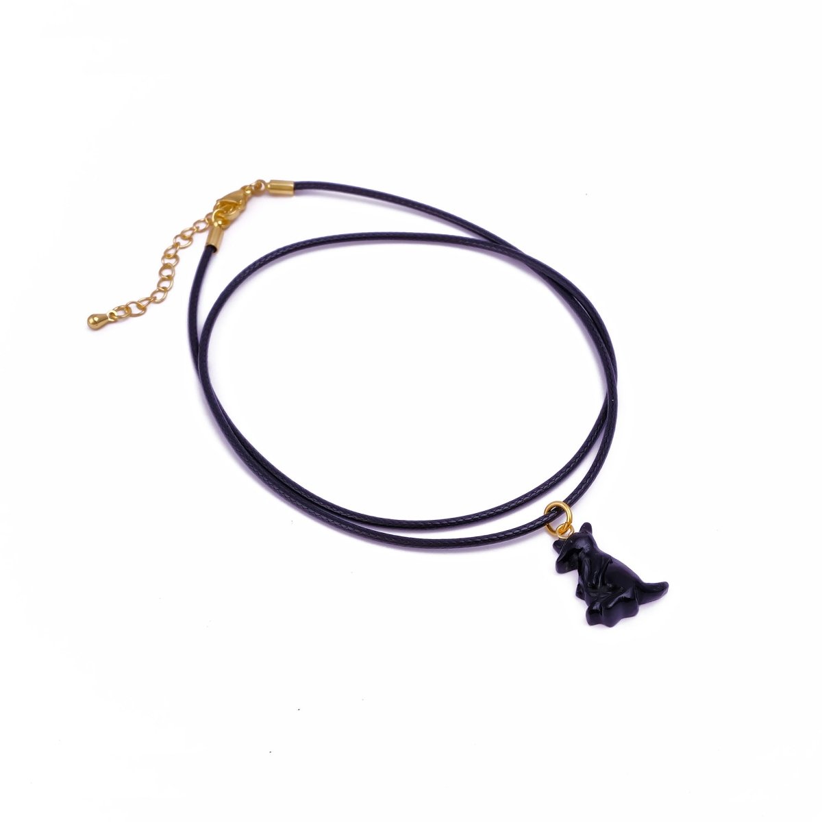 Cute Kangaroo Necklace Pink Animal Pendant, Gold Accent Choker for Women 5253 Black