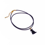 Cute Kangaroo Necklace Pink Animal Pendant, Gold Accent Choker for Women 5253 Black