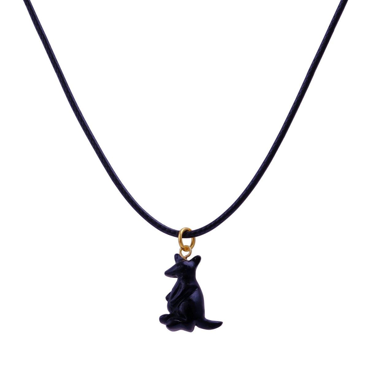 Cute Kangaroo Necklace Pink Animal Pendant, Gold Accent Choker for Women 5253